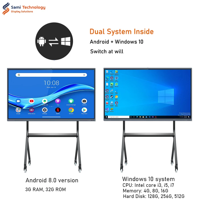 Samidisplay оптовая продажа 75-дюймовый ЖК-дисплей школьный сенсорный экран цифровая смарт-плата 65 дюймов Интерактивная