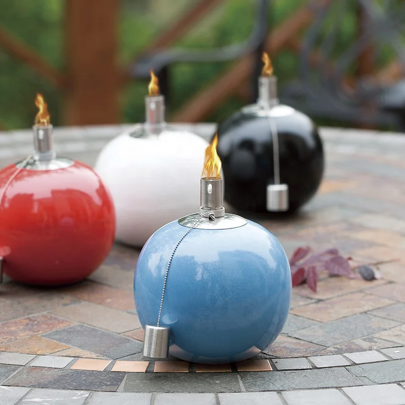 
Flame Citronella Base Ceramic Tabletop Oil Torches For Park Courtyard 