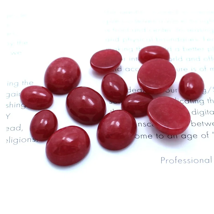 China manufacturer loose natural red jade oval cabochon stone red jade oval cabochon for ring
