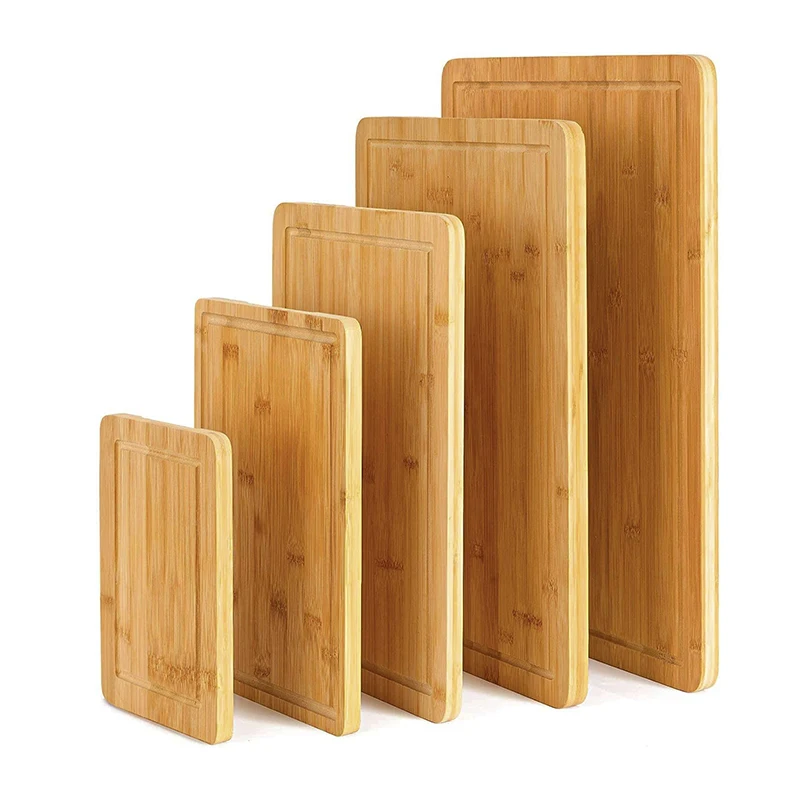 5-Piece Wood Cutting Board Set with Juice Groove Bamboo Chopping Board for Kitchen