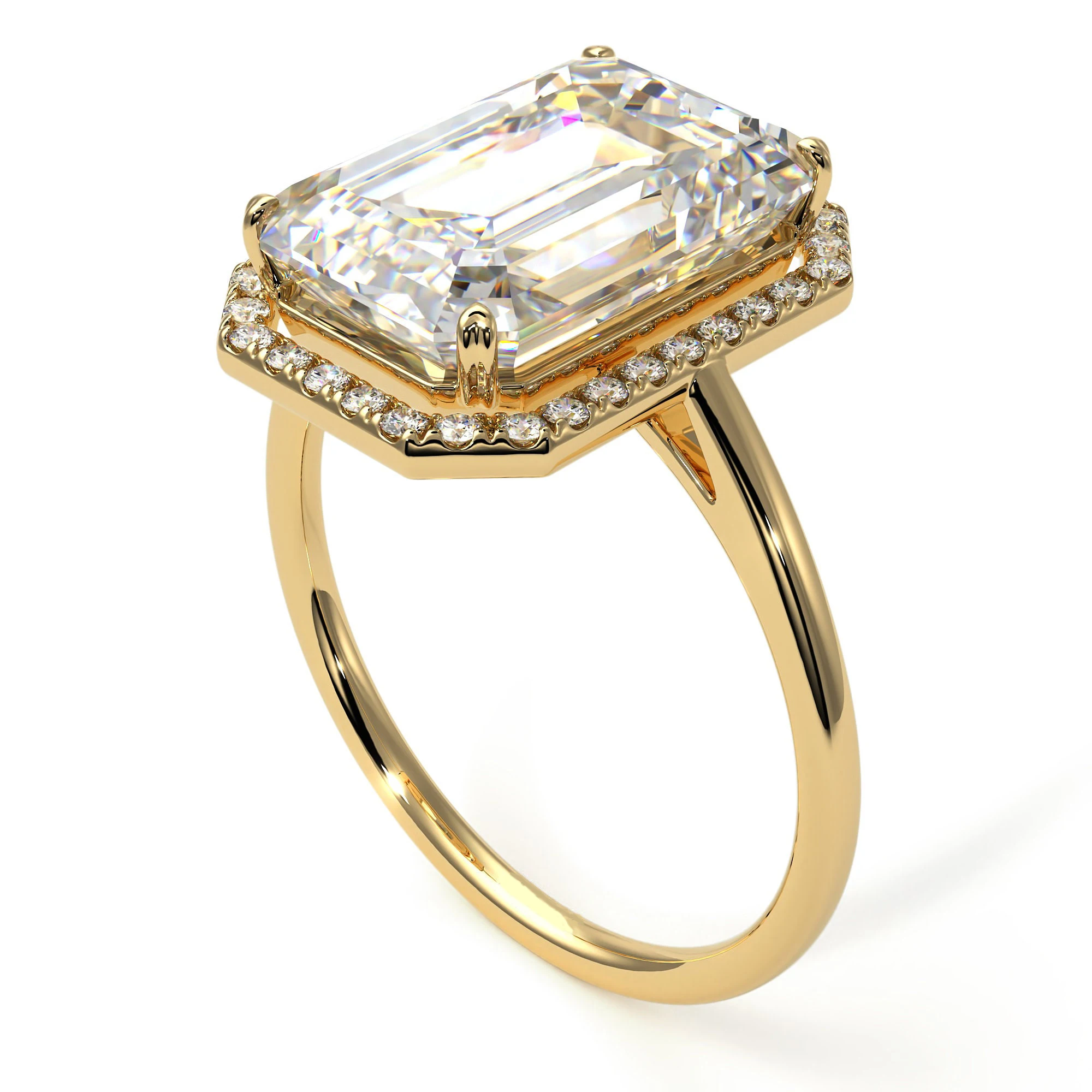 MEDBOO OEM ODM ювелирные изделия 18K розовое желтое настоящее золото 4 карата изумрудная огранка vvs Муассанит бриллиант обручальное кольцо ювелирные изделия Halo с Gra