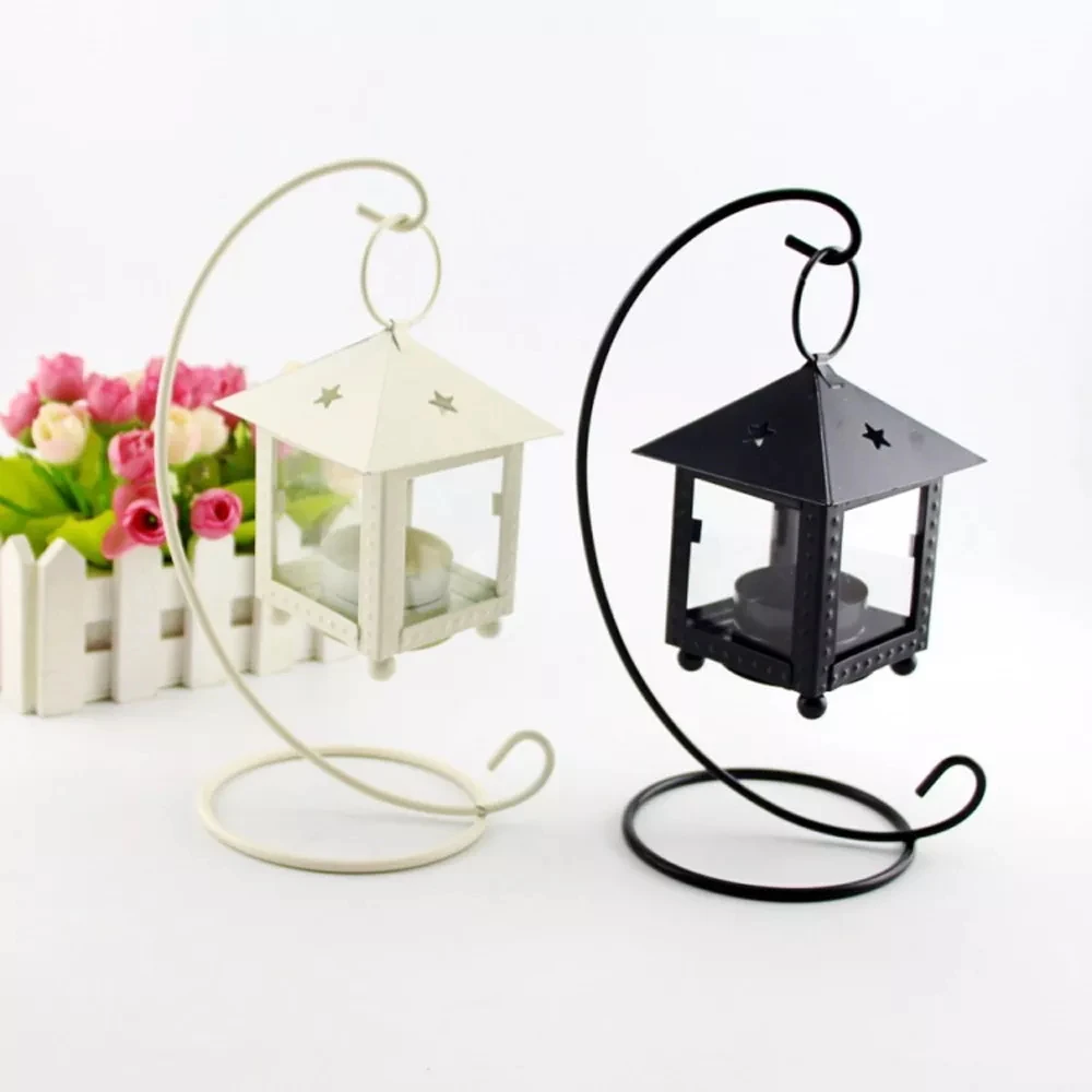 Подсвечник в форме хижины с напольной подставкой домашний декор приятный дизайн ветрозащитный железный и стеклянный подсвечник-фонарь