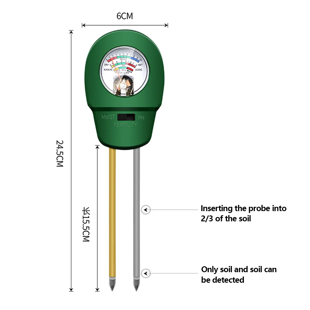 Round head three-in-one soil tester garden measuring tester