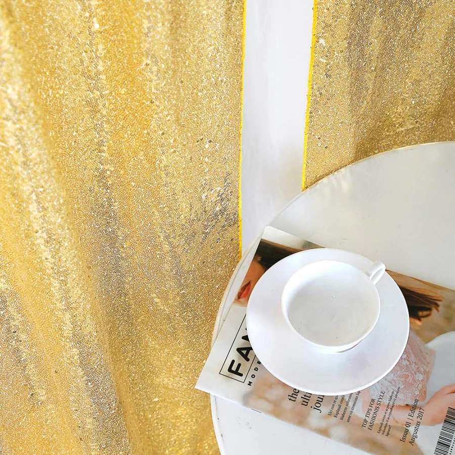 183x244cm outdoor wedding stage background luxury gold shimmer sequin fabric curtain