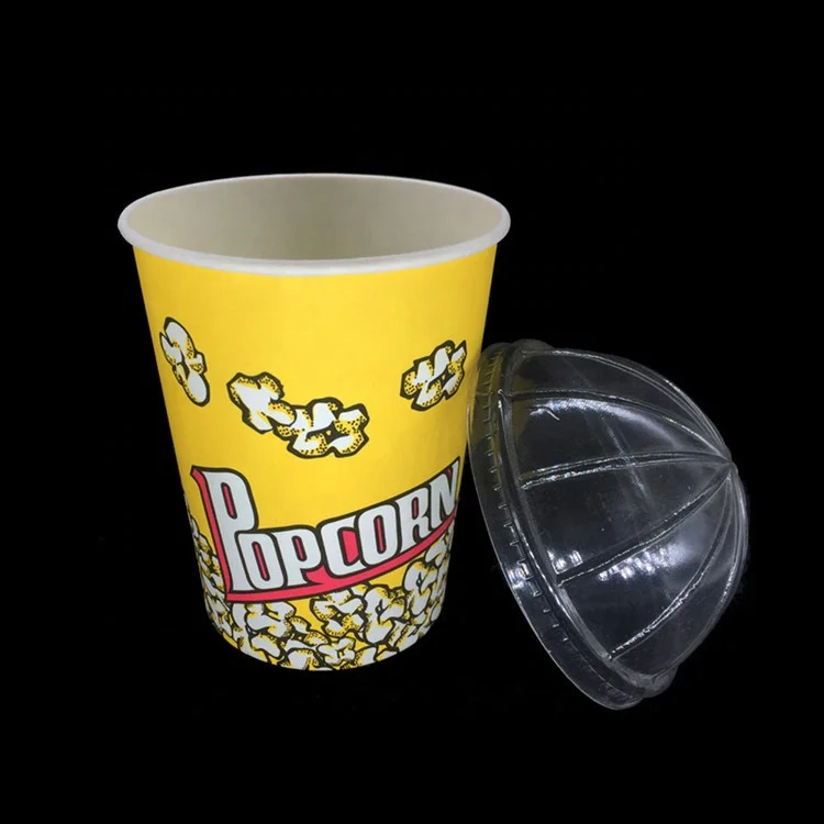 
disposable packaging popcorn paper cup Custom Brand Printed Popcorn bucket/tub with cover /lid 