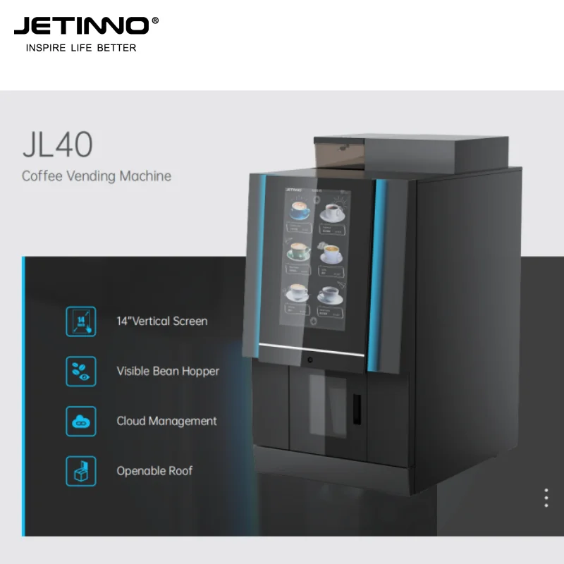Небольшой автомат для продажи кофе Jetinno JL40 с диспенсером бумажных стаканчиков