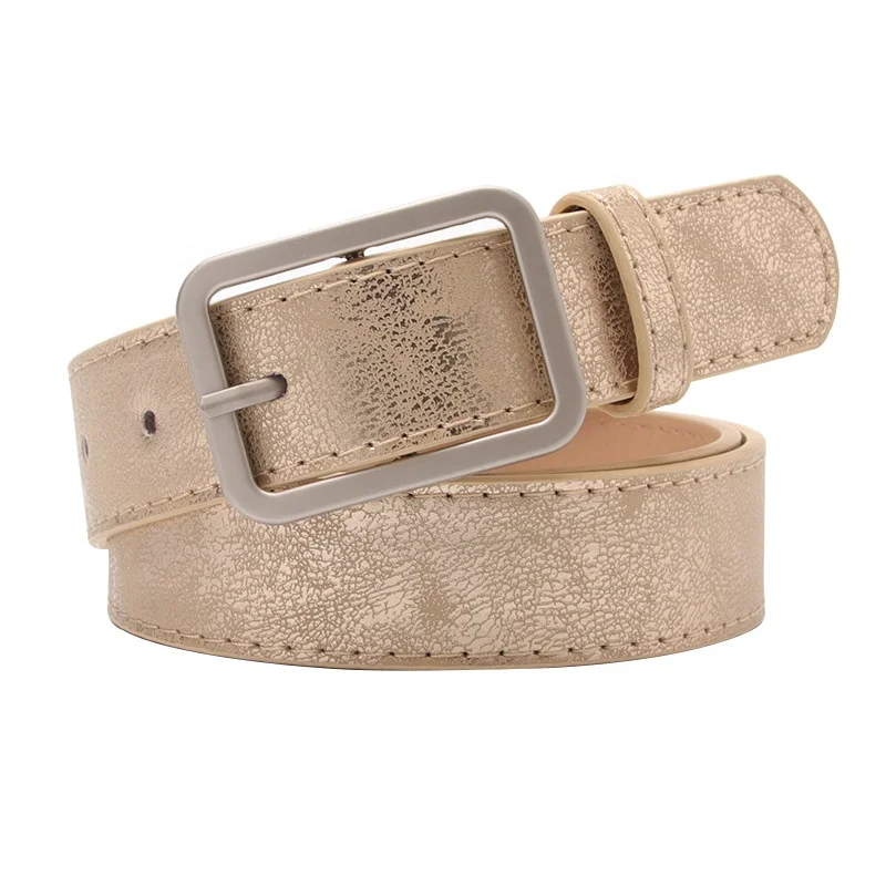 Sequins PU Leather Belts for Women Square Buckle Waist Belts Ladies Waistband for Jeans