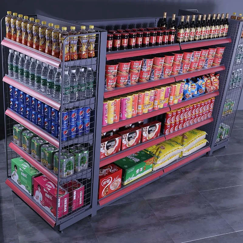 Сверхпрочная металлическая стойка для продуктовых магазинов и стеллажи гондолы полки супермаркетов