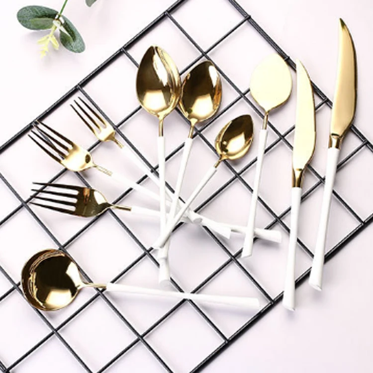 Platinum Light Luxury Western Knives  Forks and Spoons Stainless steel plated gold tableware ins gift set