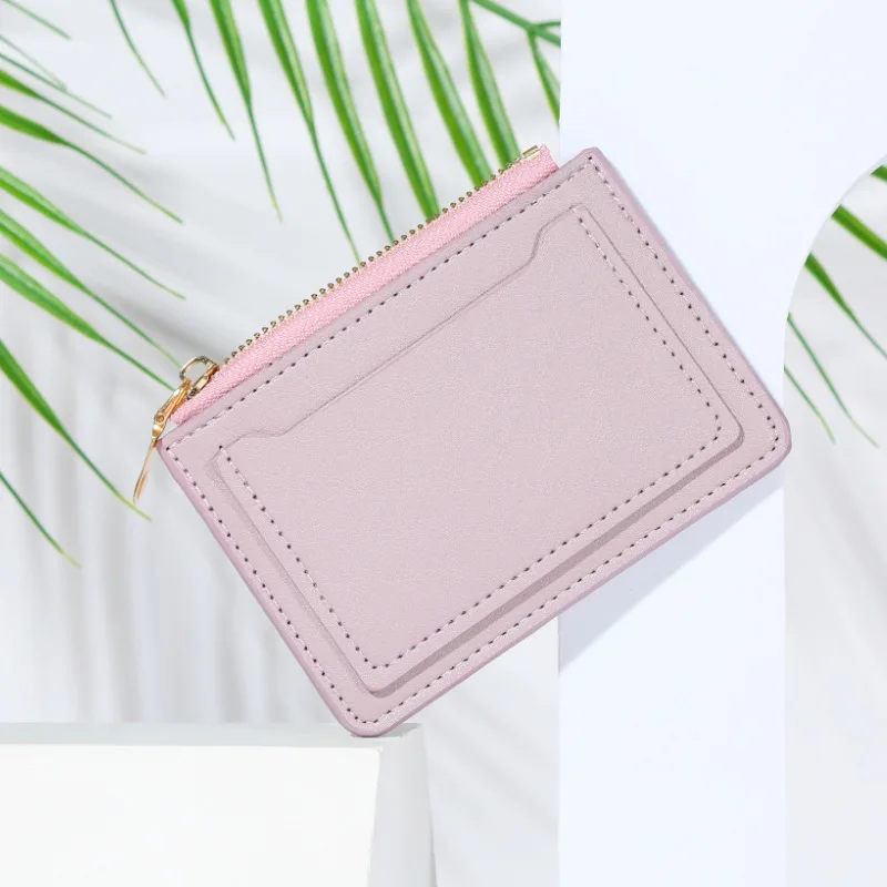 Functional Student Bank Card Holder Cheap Candy Color Zipper Credit Card Bag