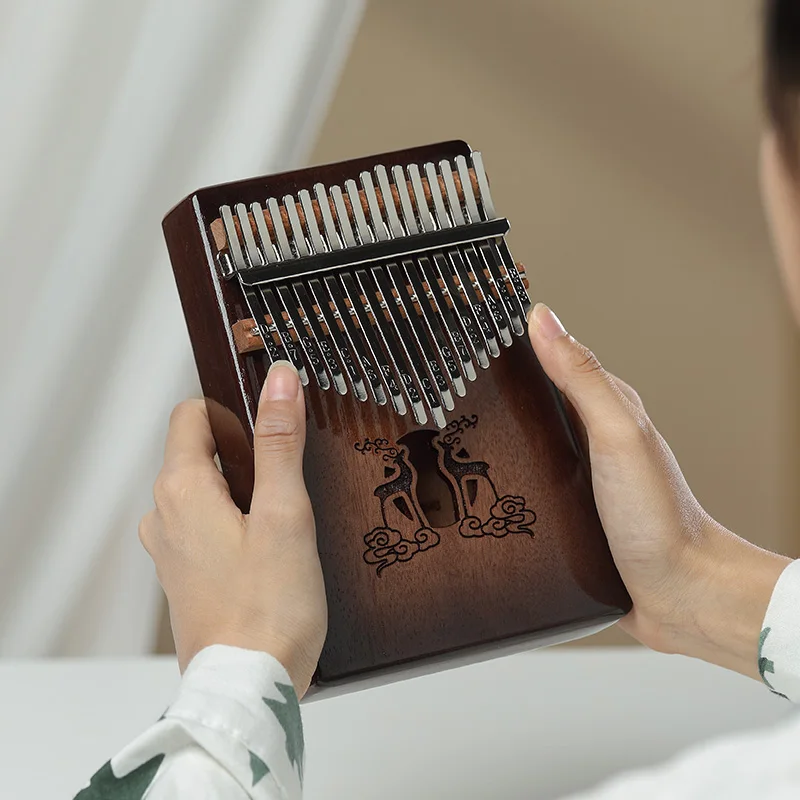 Huashu Kalimba 17 клавиш с чехлом и Songbook музыкальный инструмент выемкой 21 клавиша 8 большой