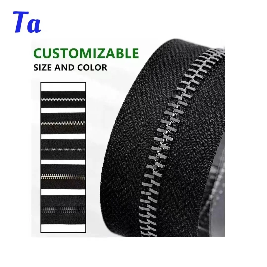 Tanai custom universal Zip 3# 5# Nylon teeth Sustainable Metal Zippers for Clothes Bags shoes