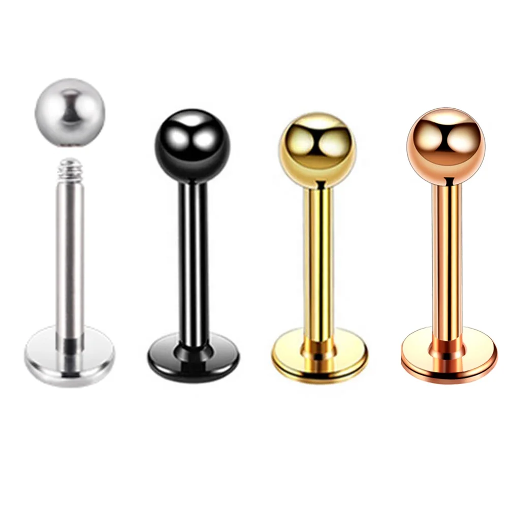 Wholesale Stainless Steel External Thread Labret Earring Ear Cartilage Monroe Piercing Helix Conch Lobe Studs Lip Piercing