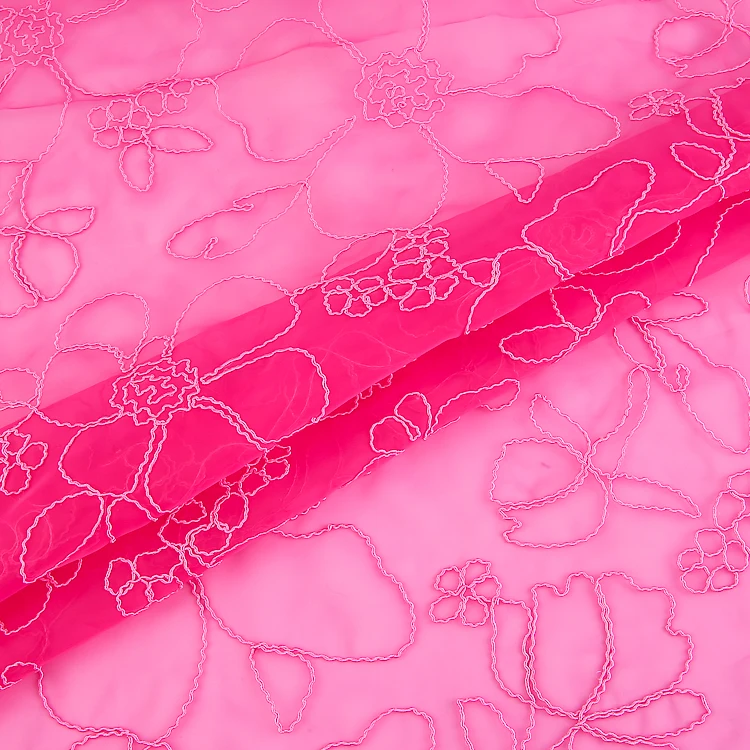 Га-18972 оптовая продажа, ткань с вышивкой, Китай, розовый полиэстер, нейлон, тканая ткань из органзы для вышивки для одежды