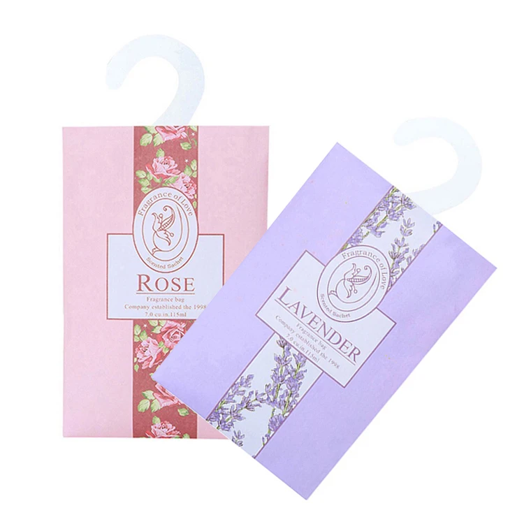 Wholesale Non-toxic Closet Hanging Perfume Sachet Long Lasting Cheap Price Scented Wardrobe Hook Sachets