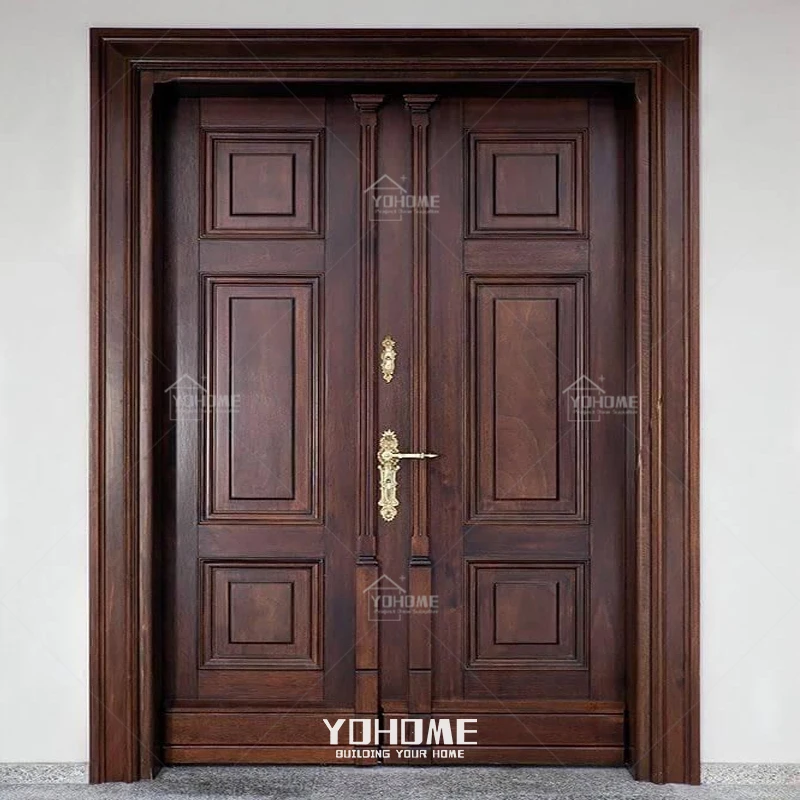 Africa main double door wooden design solid wooden double door wood double panel door design