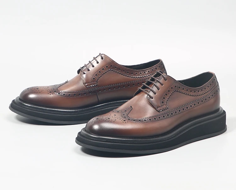 Новинка; Дышащая обувь; Формальная Толстая Мужская обувь; Модная обувь из натуральной кожи для мальчиков