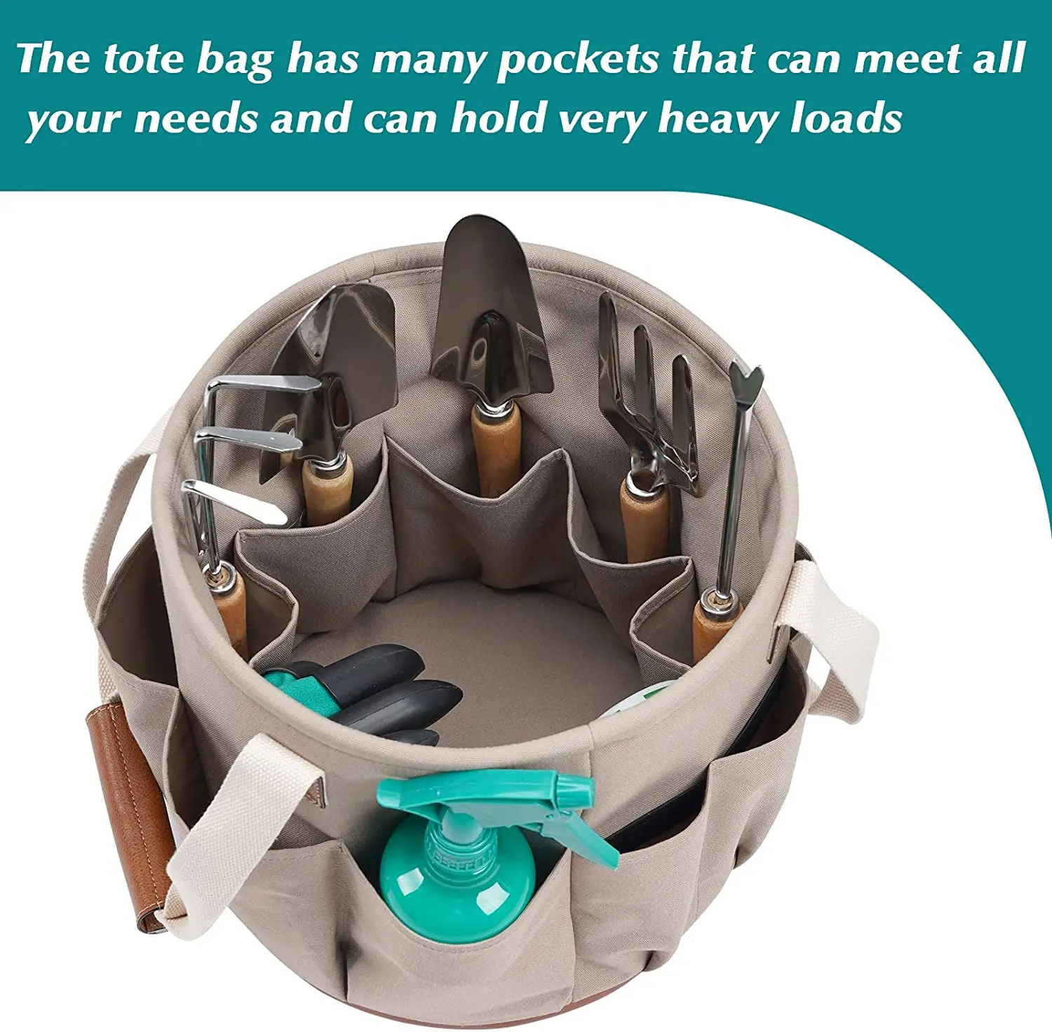 9 Pieces Garden Hand Tools Kit Include Weeder Rake Shovel Trowel Pickhoe Excavator Sprayer Clawed Gloves Tool Tote Bag