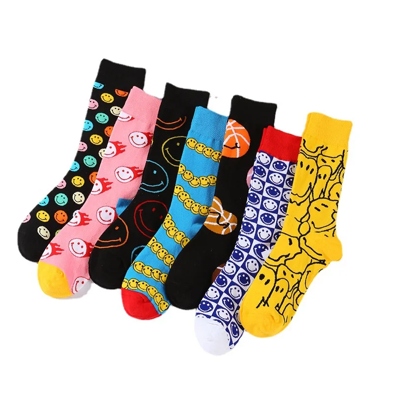 unisex smile socks soft cotton funny cartoon tube socks for men fun rabbit socks custom high quality  fashion