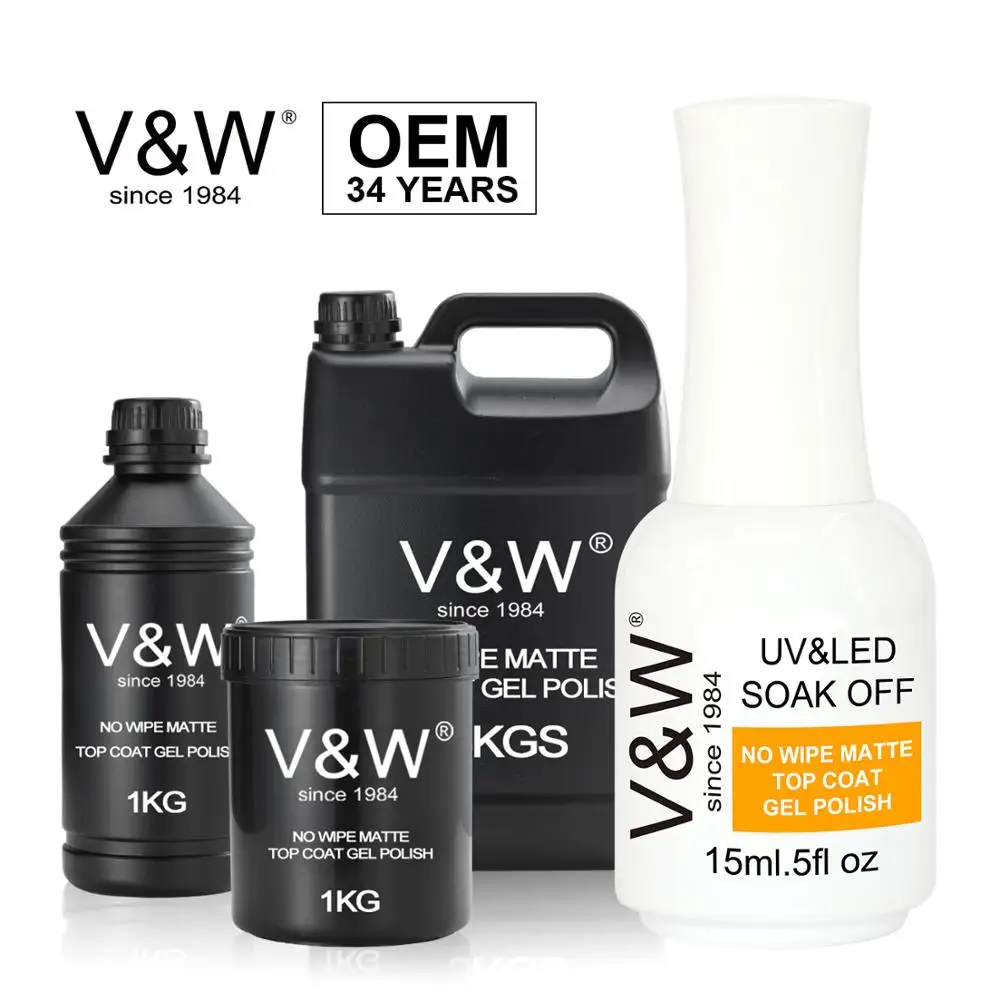 V&W OEM No Wipe Matte Top Coat Gel Polish
