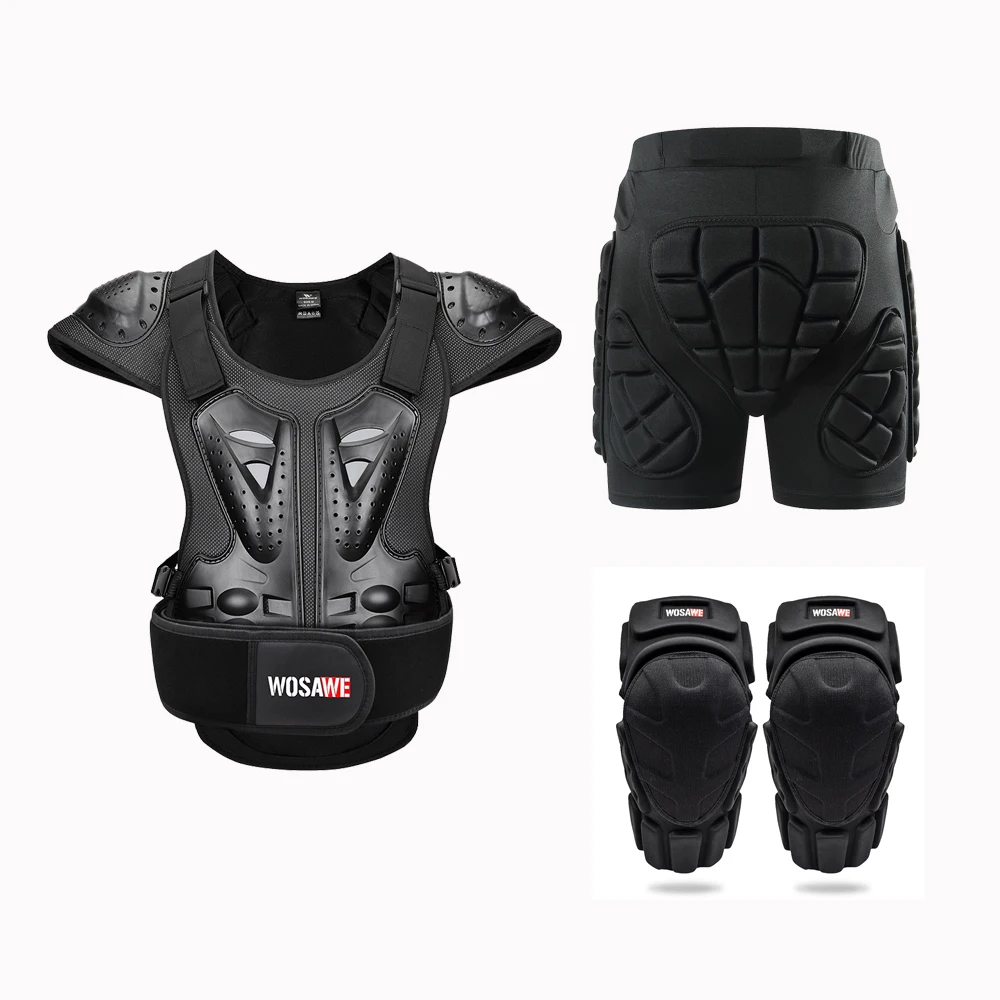 WOSAWE Motorcycle Bike Riding Protective Gear Knee Pads EVA Butt Pads Body Armor Vest For Skiing Skating Snowboarding