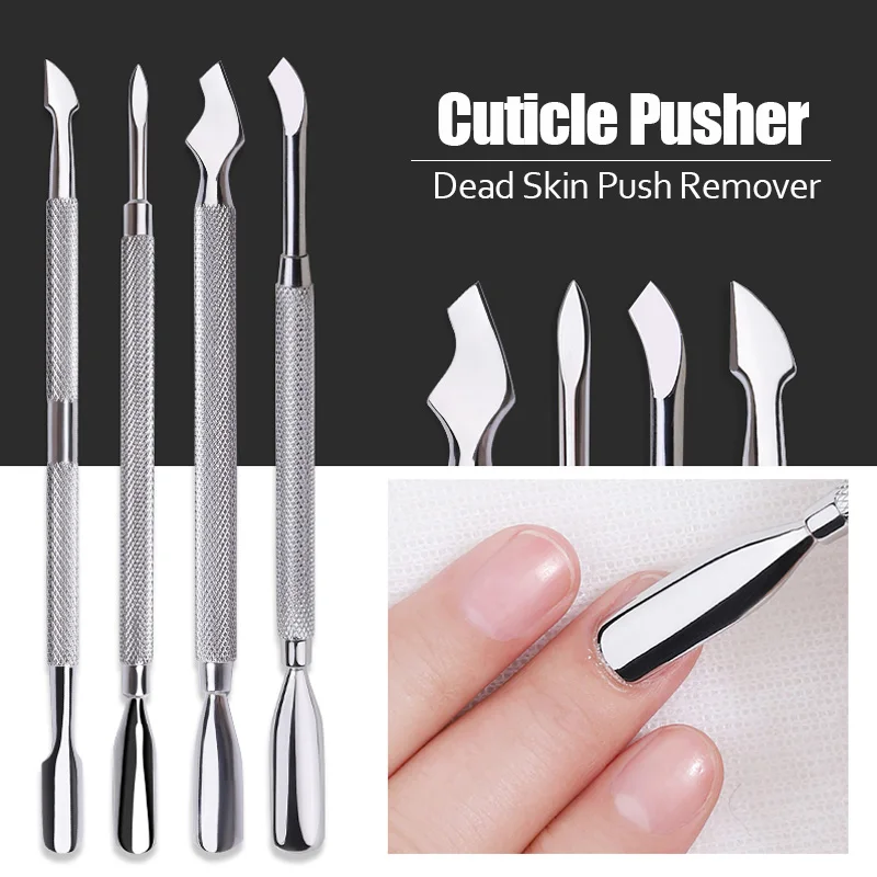 Cuticle Pusher Cutter Nail Peeler Scraper Stainless Steel Remover Pedicure