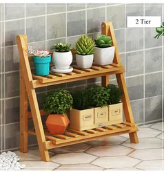 2/3/4 Tier Indoor Outdoor Foldable Shoe Display Shelf Bamboo Flower Pot Rack Plant Stand Shelf Organizer Rack