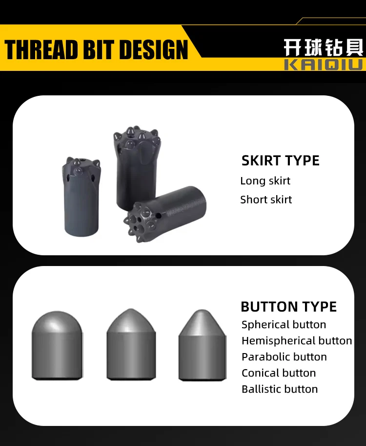 Professional 40mm Tapered  Button Bits High Quality Hex22-4 Hex22-7  Drilling Tools for Well Drilling Rig