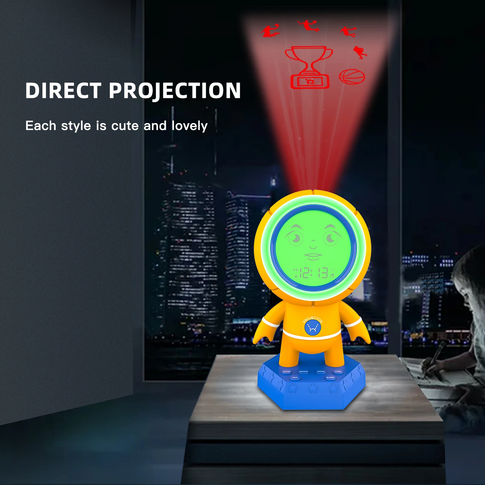 Led Digital Clock Fashion Electronic Clock Pattern trophy Projection Alarm Clock Digital