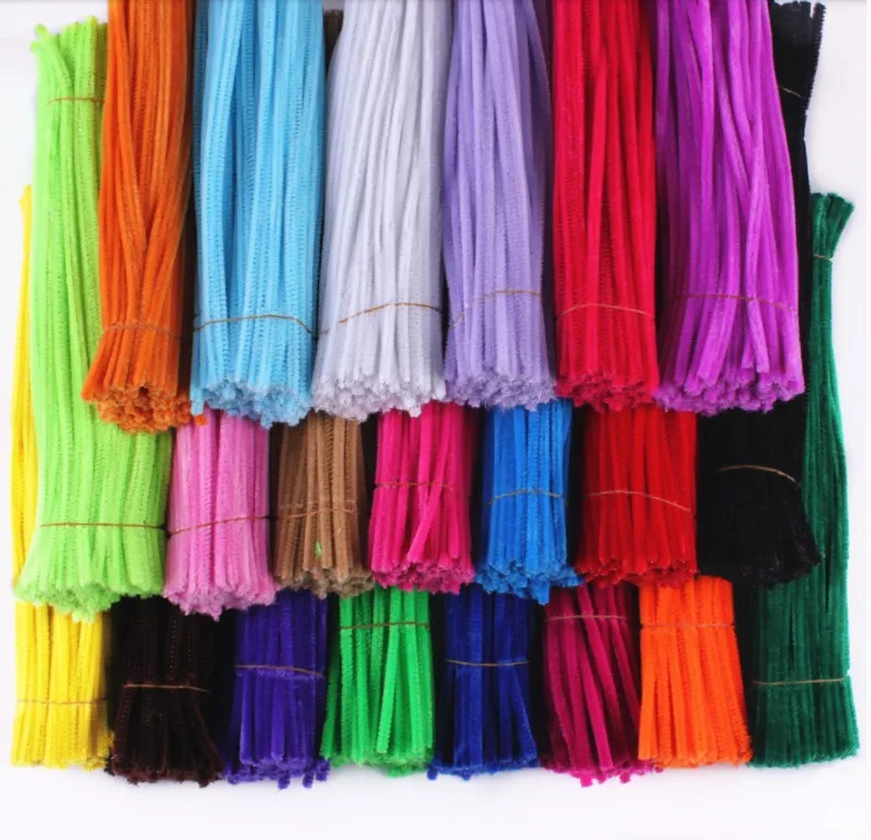 100pcs DIY Children Toy Felt Chenille Stems Kids Colorful Craft Art Educational Toys Pipe Cleaners Chenille Stem