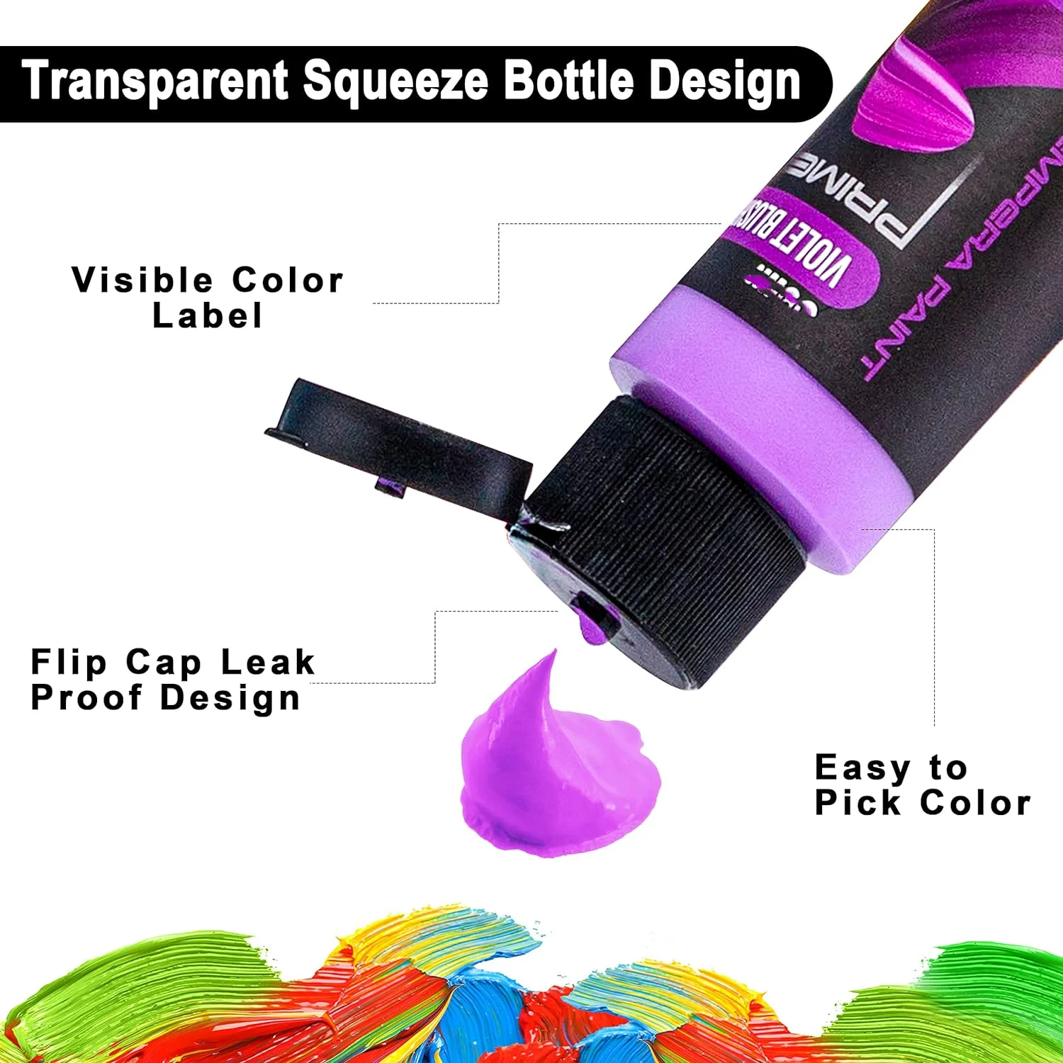 12PCS 2 oz /60ml Each Liquid Poster Non-Toxic Children for Finger Painting Hobby Painters Washable Kids Tempera Paint Set