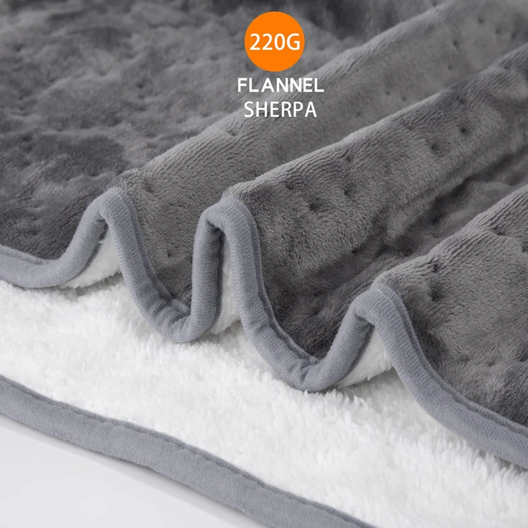 Machine Washable Car Electric Blanket Flannel Sherpa Heated Travel Blanket Plug in Heating Throw For Car Truck SUV Van