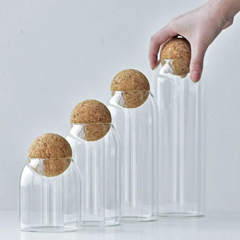 
Customized Glass Jar with Airtight Seal Wood Lid Ball Clear Candy Jar Mason Jars Food Storage Canister for Serving Tea Coffee 