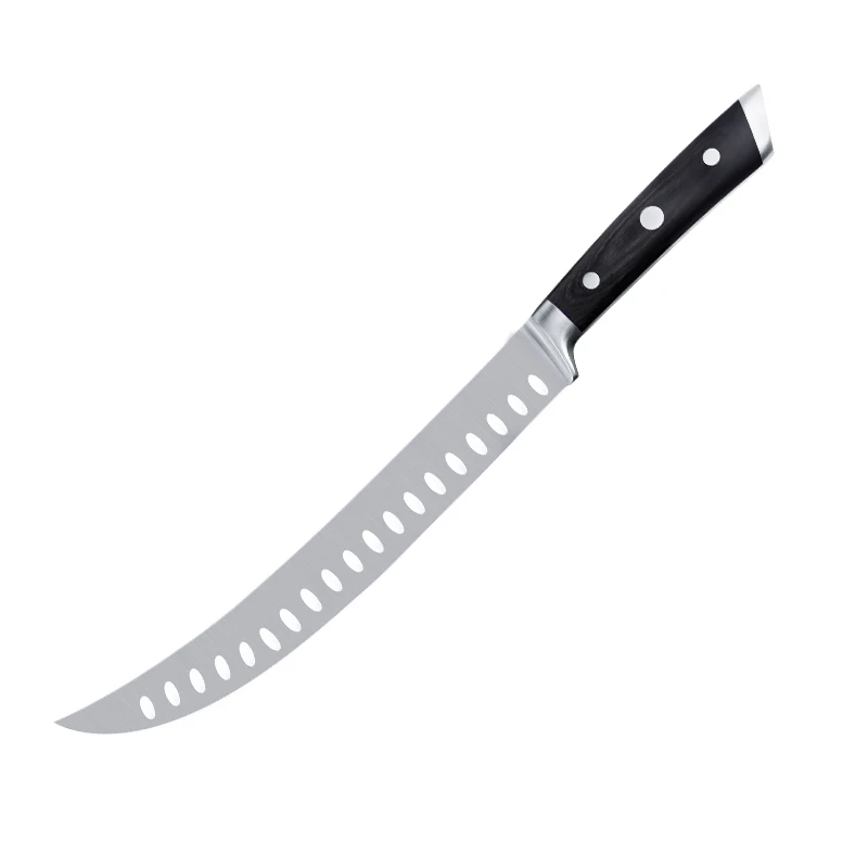 Breaking Knife with Pakkawood Handle Meat Slicing Knife For Roast Ham Poultry with Sheath and Case Butcher Knife