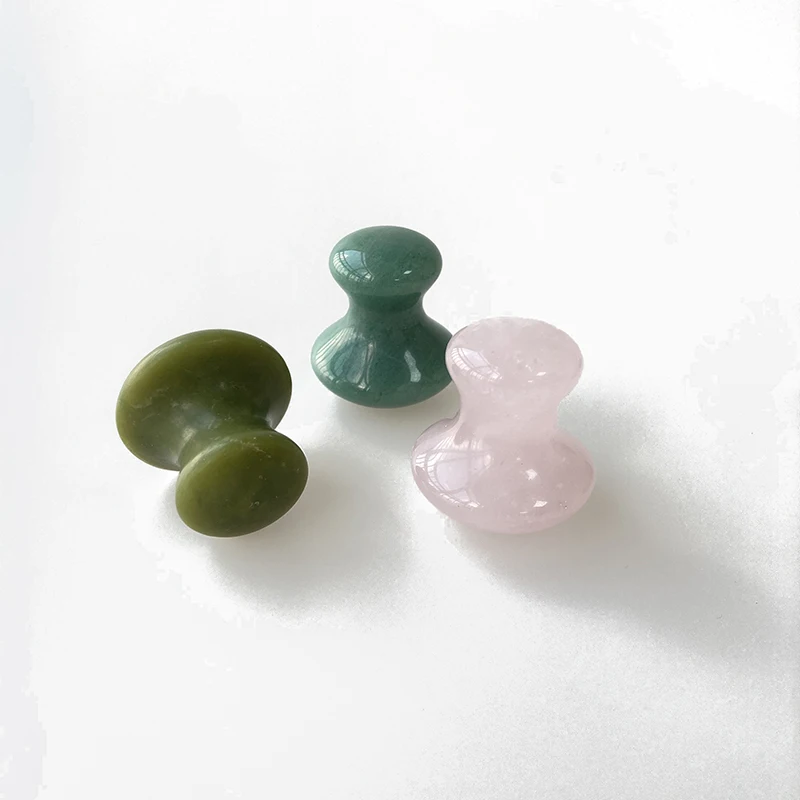 Natural jade aventurine rose quartz crystal mushroom massage stone face massager
