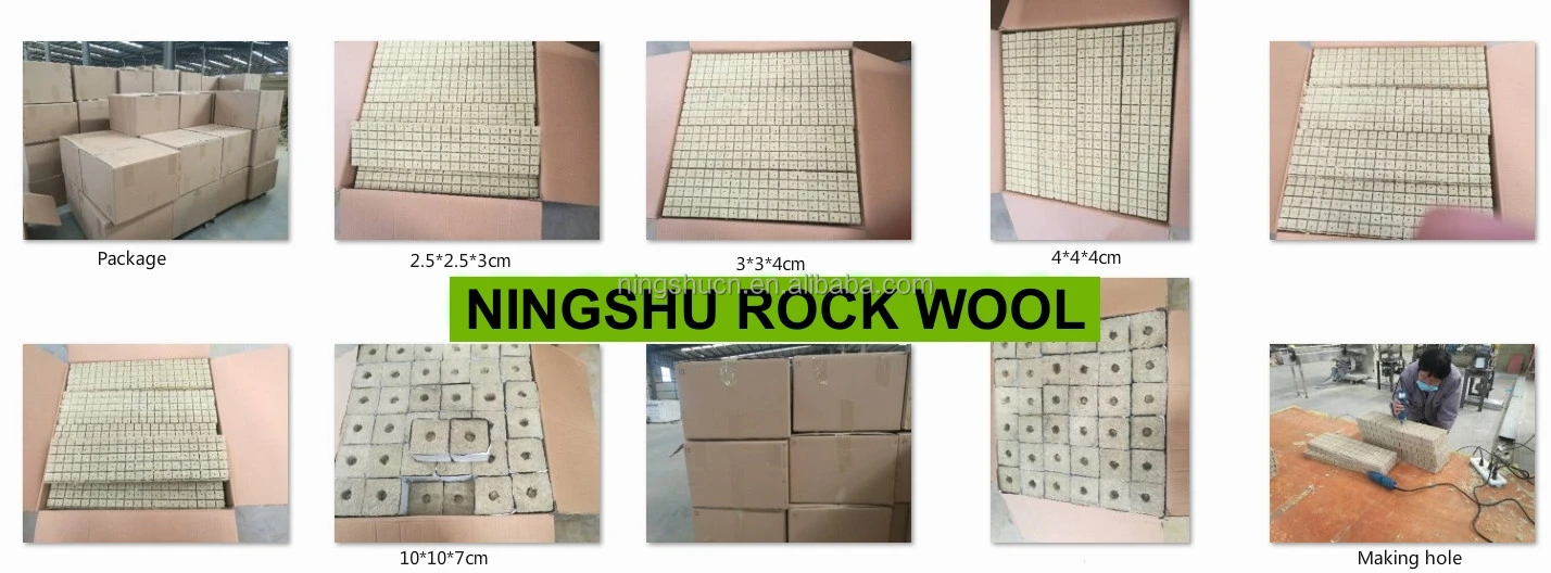 Rock wool cube production