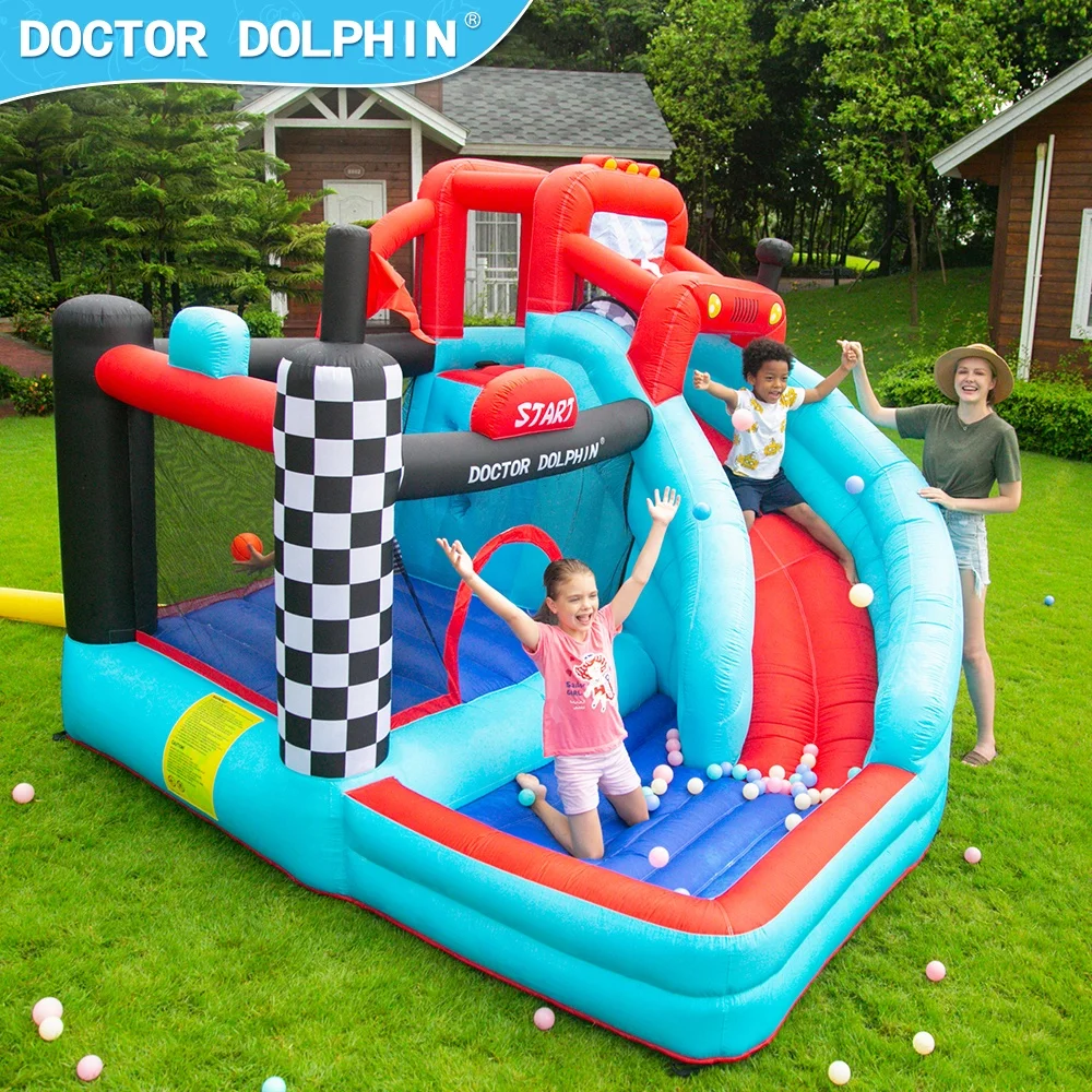 Doctor Dolphin Kids Play Indoor or Outdoor Car Bouncer Castle Inflatable With Slide Pool Bounce House Inflatable Bouncy Castle