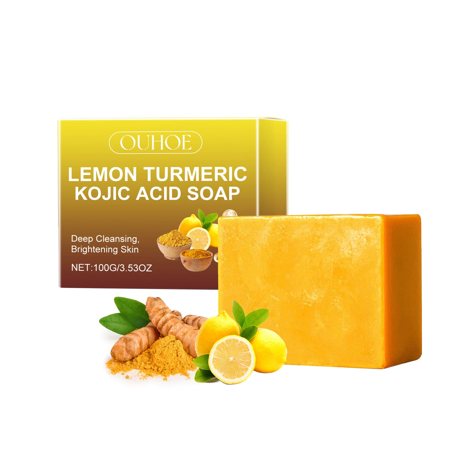 100g Kojic Acid Soap Factory Price Wholesale With Private Label Natural Whiteninig Lemon Turmeric Soap Antibacterial Face Soap