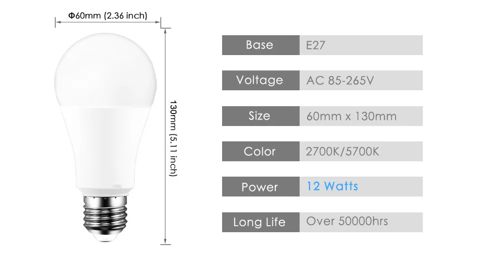 e27/gu10/b22 base 3w/5w/7w/9w led bulb