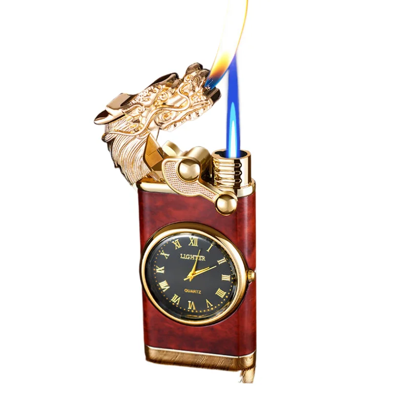 Оптовая продажа Лидер продаж многоразовая металлическая сигаретная зажигалка часы газовая