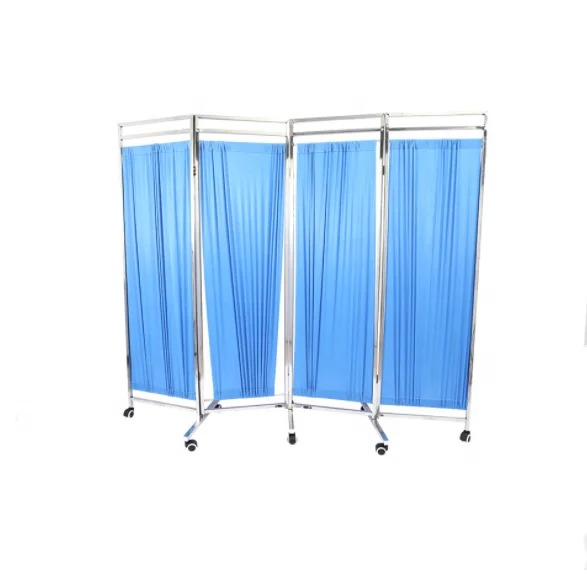Stainless steel hospital ward folding screen medical screen with wheels