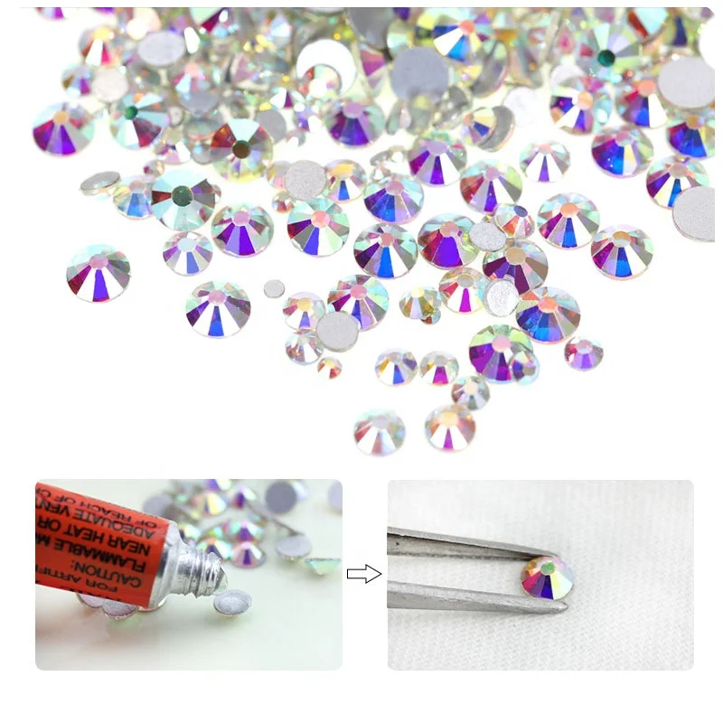 
1440pcs Nail Crystals Rhinestones for Nails Flatback Decorations Glass Gems Stones SS3-SS30 3D Decoration 