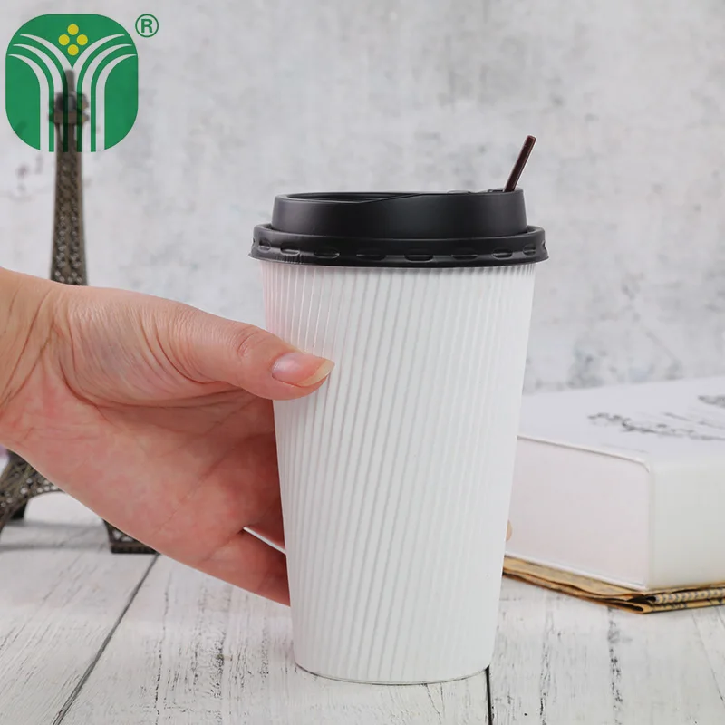 
500ml 16oz disposable ripple paper cup for coffee 