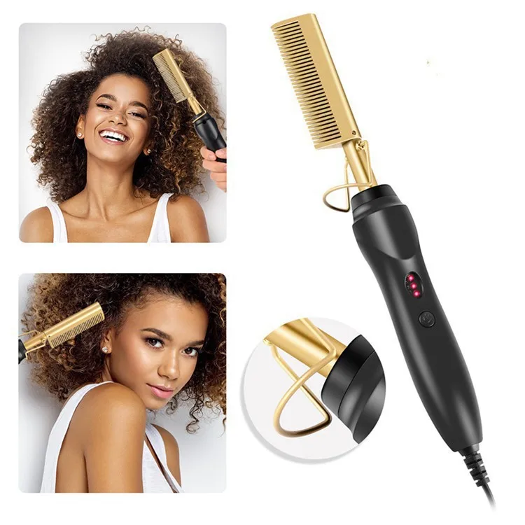 Electric curling comb household curling stick wet and dry dual-use copper comb straight multi-functional electric straight hair