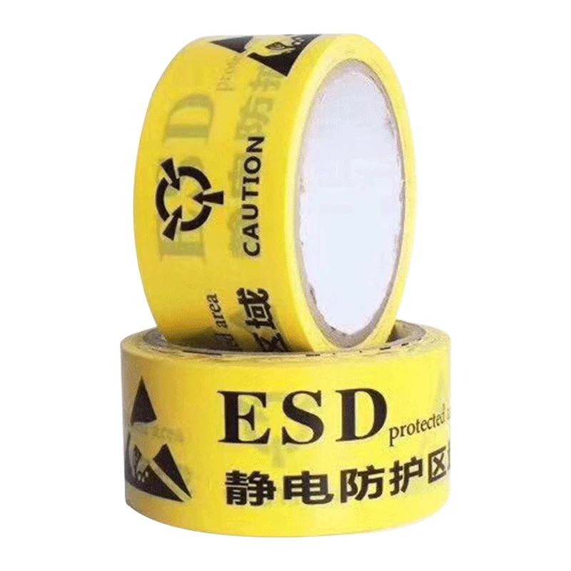 Yellow Color BOPP Film Floor Area Marking Warning Caution Low Static Anti-Static ESD Protection Self Adhesive Tape