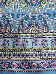 Bilateral Orientation Flower Design Suitable for skirt dresses Printed Custom Fabrics Rayon slub fabric100% rayon Printed fabric