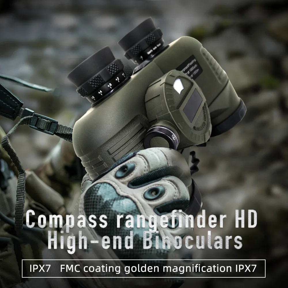 SECOZOOM 7X50 10X50  Binoculars Waterproof with Internal Rangefinder & Compass
