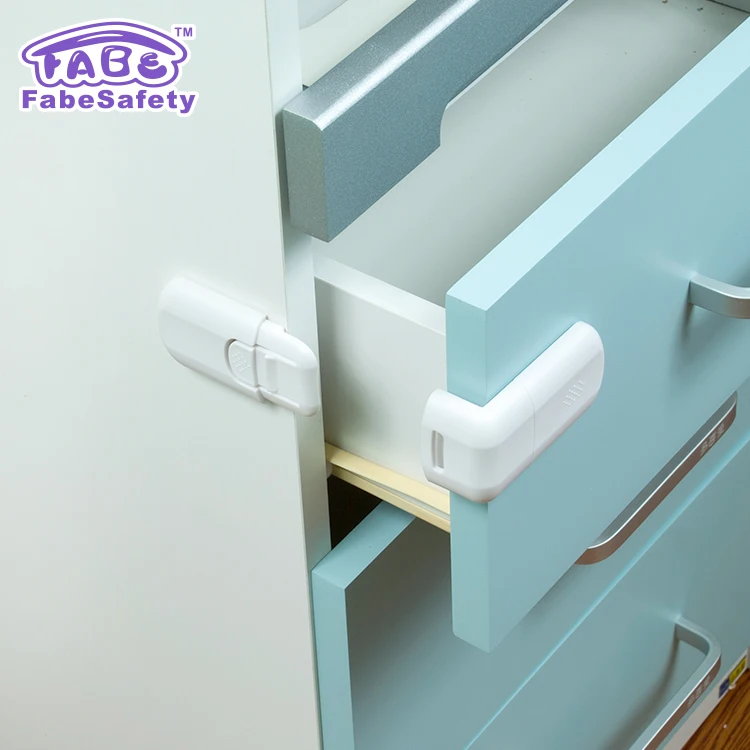 Fabe L Shape Baby Safety Cabinet LocksStrong Adhesive Plastic Baby Proofing Cabinet Kitchen System Feature Kids Furniture
