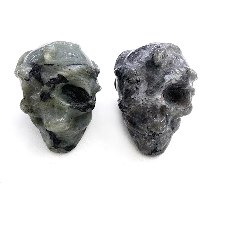 Wholesale Natural Crystal skull crafts statue Quartz Flame Stone skull with snake Carvings for home decoration