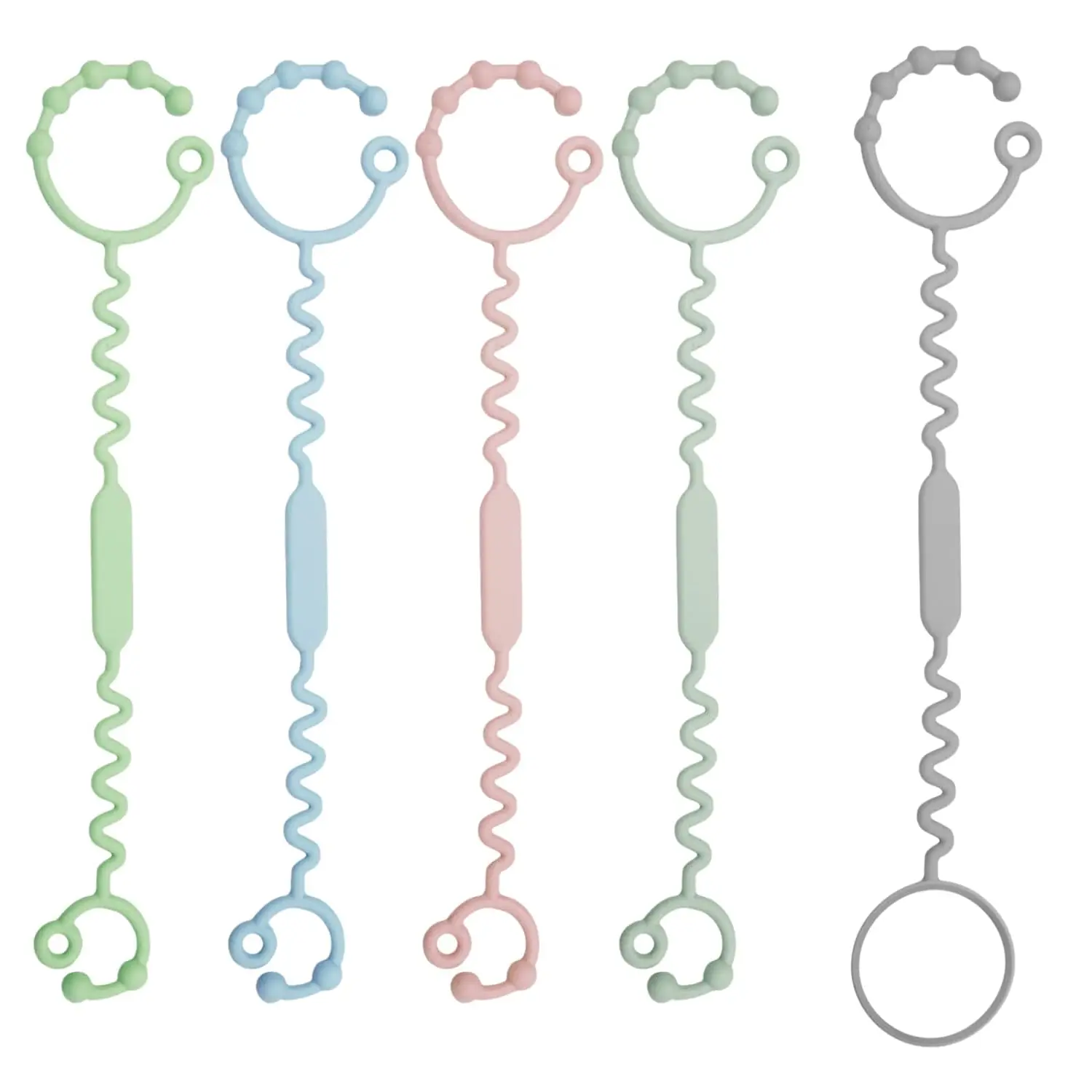 5 Pack Toy Safety Straps-Silicone Pacifier Chains Clip -Car Seat High Chair Stroller Accessories  Baby Food Teether Nice Gift